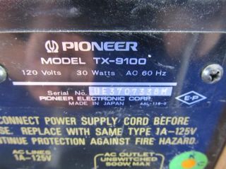 Pioneer TX 9100 Am FM Stereo Tuner