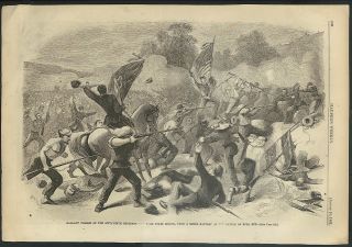  Regiment Charge Bull Run / Fort Monroe HARPERS WEEKLY page 8/10 1861
