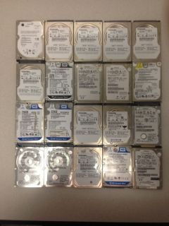 Lot of 20 Assorted 80GB 640GB SATA IDE Laptop Hard Drives for Parts or