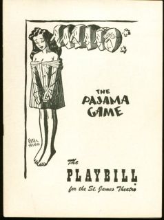   Janis Paige Pajama Game Playbill 1st run 1955 Bob Fosse Peter Arno