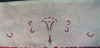 1930s Unused Madeira Embroidered Florals with Cutwork Pillowcases