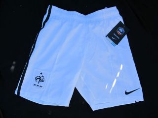 FRANCE FFF FOOTBALL FEDERATION SOCCER NIKE YOUTH WHITE SMALL S SHORTS