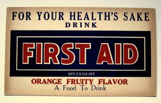First Aid Orange Soda Cardboard Store Tacker Sign