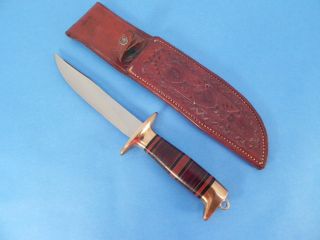 Frank J Richtig Clarkson Neb Leather Handled Fighter Knife Near Mint