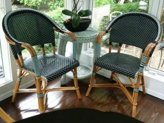 Set of 6 TK CHAIRS Cafe French Bistro Rattan & Rilsan All Natural Hand