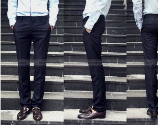 Men Fashion Trendy Formal Slim Fit Suit Trousers Pants Black Grey New