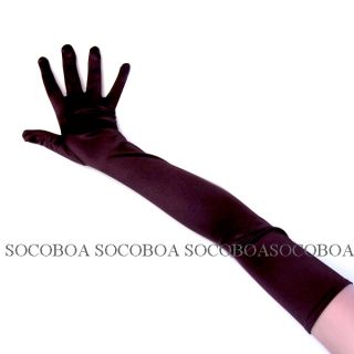  Brown Stretch Satin Over the Elbow Wedding Prom Formal Long Gloves new