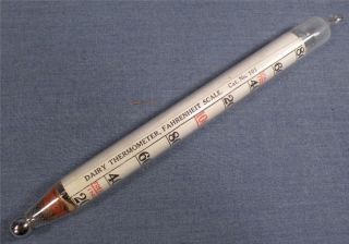 Vintage Freas Glass Works PA Floating Dairy Thermometer with Antique