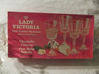 Crystal Stemware Water Goblets (set of 4) Lady Victoria 10 1/2 oz