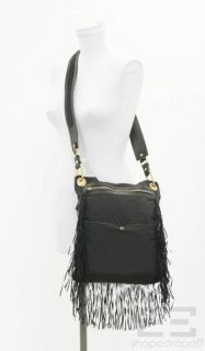 Lanvin Black Nylon Fringe Crossbody Handbag