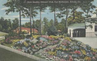 Post Card   Rock Garden, Officers Club, Ft. McPherson