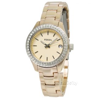 New $125 Fossil Stella Mini Ladies Gold Tone Aluminum Watch w/ Crystal