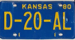  Kansas 1980 AUTO DEALER License Plate Ray Shepherd Fort Scott Ford KS