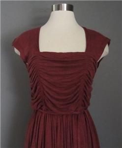 Plenty by Tracy Reese Chili Red Linen Ruched Bodice Frock Dress Cap