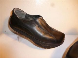 Earth Magic Black Leather Walking Comfort Slide Loafer Moccasin