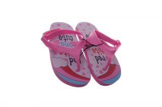 Girls Pink Velcro Flip Flops Sandals Beach Shoes Rainbow 9 10 Toddler