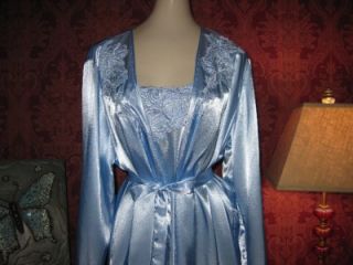 Flora Nikrooz Satin Nightgown Gown Peignoir Robe Set Negligee Lingerie