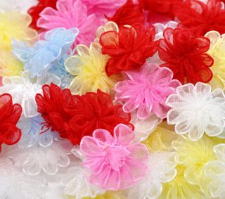10 flores de organza colores variados para manualidades scrap