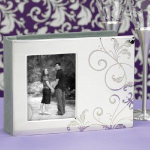 Silver Flourish Brushed Wedding Bridal Photo Guest Book