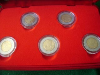 2010 Mexico $5 5 Coins Revolution Bimetallic Proof COA