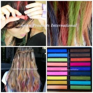 Pastel Hair Color Chalk 18 colors of Fluorescent & Auxiliary