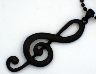 New Black Treble G Clef Music Note Pendant Necklace
