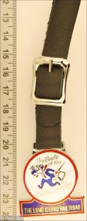 Black Leather Strap Pocket Watch Fob Long Island RR