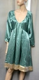 Plenty Frock by Tracy Reese 100 Silk Jade Green Gold Dress Large L New