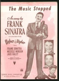  Higher 1943 The Music Stopped Frank Sinatra Vintage Sheet Music