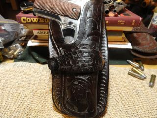 Antique R T Frazier Marked Carved Holster for Colt 45 Auto RARE