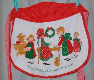 Holly Hobbie Adult Christmas Apron Holiday Wishes with Love and All