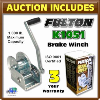 Fulton K1051 Automatic 1000 lb Brake Winch / 3 Year Warranty NEW