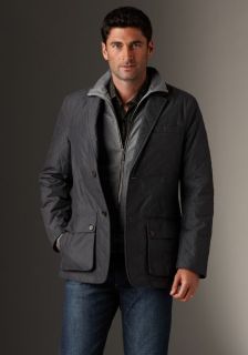 Hickey Freeman Mens Mahogany Collection Quilted Rover Jacket