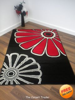 Fusion Rug 409B Black Red Cream in Various Sizes