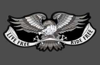 Live Free Ride Free Eagle Embroidered 11 inch Jacket Vest Biker Patch