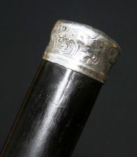 Antique Ebony Swagger Stick Silver Topped Poss Police