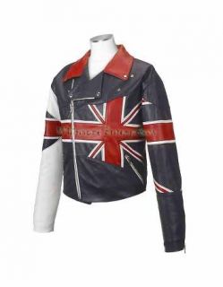 Men Biker Union Jack Leather Jacket UK All Sizes