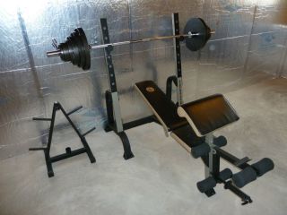 Olympic 300 lb Weights Bar Weight Bench Tree NICE MAKE AN OFFER