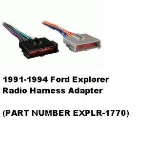 1991 1992 1993 1994 Ford Explorer Radio Wiring Harness Adapter
