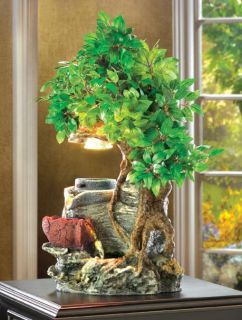 Lovely Bonsai Forest Tree Home Decor Tabletop Electric Waterfall