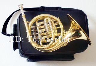 Gold Pocket French Horn Brass Mini Horn BB w Mouthpiece