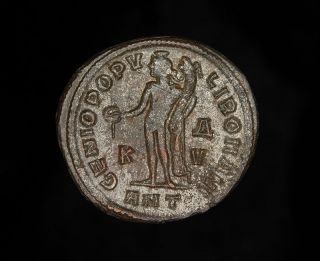  silvered follis coin of the the Emperor Galerius, ( Gaius Galerius