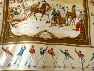 Hermes RARE French Silk Vintage Scarf Les Plaisirs Du Froid