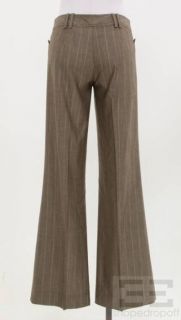 John Galliano Brown Champagne Striped Wool Silk Pants Size US 4