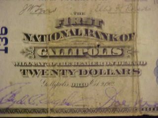 USA 20 Dollars National GALLIPOLIS, Ohio OH 1902 Charter 136