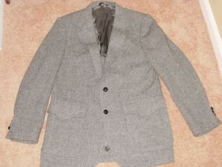 Wrangler Western Wear Gray Black Herringbone Wool Poly Mens Jacket Sz