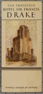 1939 San Francisco Hotel Sir Francis Drake Brochure