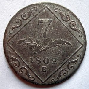 1802 B Silver 7 Kreuzer Ruler Francis II. Austria, Vienna Mint
