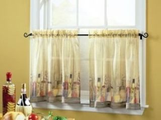Tuscany Tuscan Oil Cheese Garlic Kitchen Curtains 36L Tiers