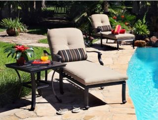  Lounge Chairs Side Table Patio Deck Furniture Set Cushions